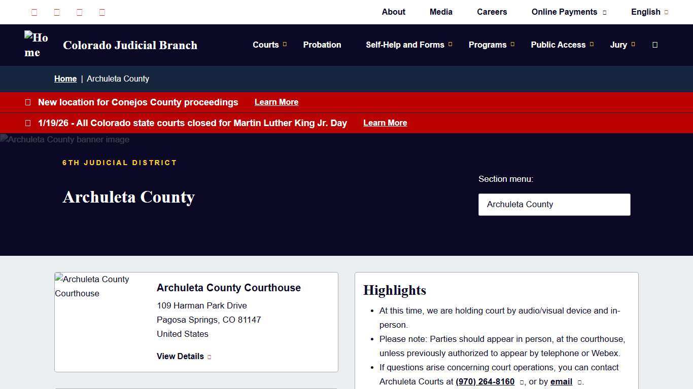 Archuleta County | Colorado Judicial Branch