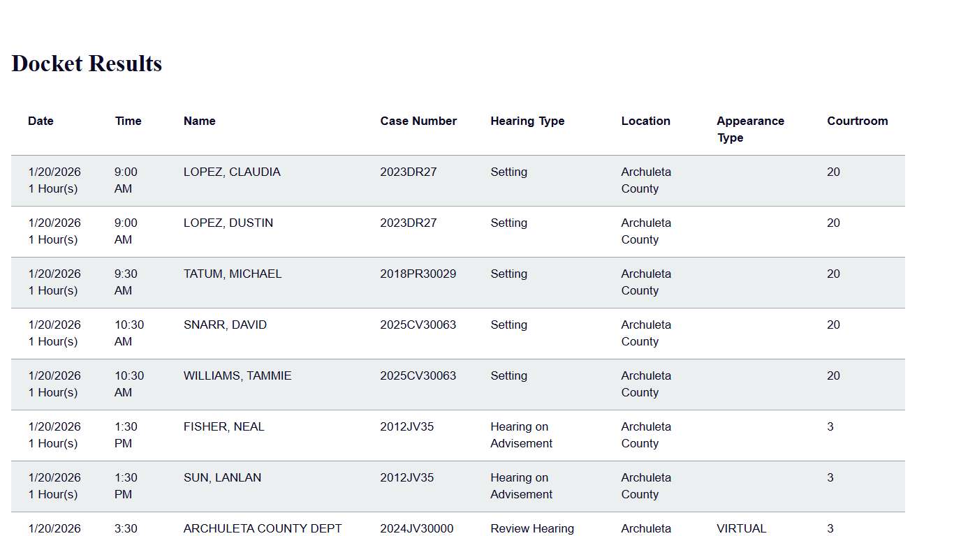 Docket Print Results | Colorado Judicial Branch